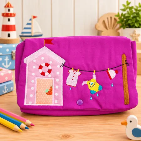 Windeltasche mit Wäscheleinen Motiv für Baby Wickelutensilien