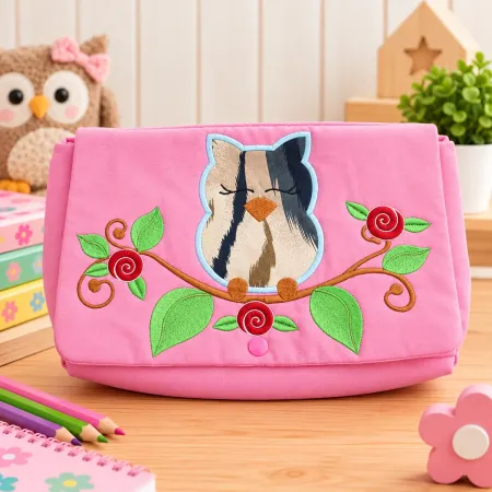 Windeltasche aus 100 Prozent Baumwolle mit Eulenmotiv