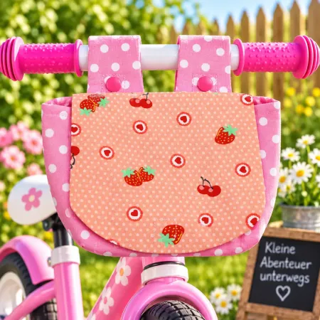 Lenkertasche Erdbeere für Kinderfahrrad Laufrad und Roller
