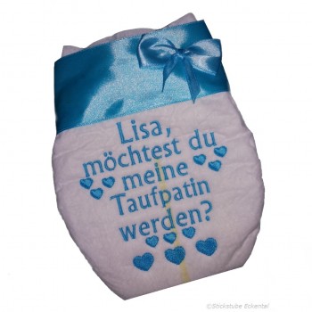 Preview: Bestickte Windel Taufpatin