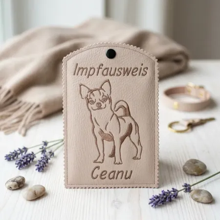 Impfausweishülle Chihuahua mit Wunschname bestickt