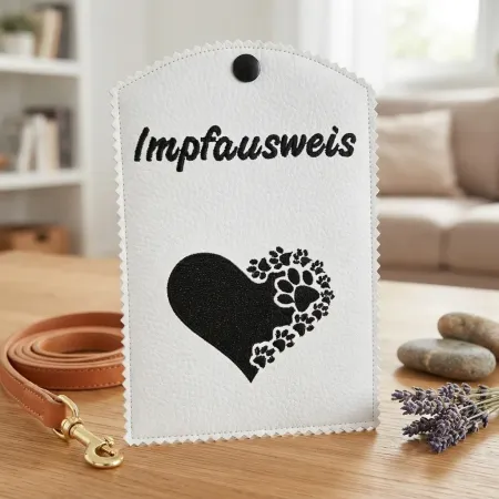 Ausweishülle mit Wort Impfausweis bestick