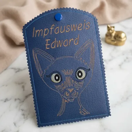 Impfausweishülle Siamkatze mit Wunschname bestickt