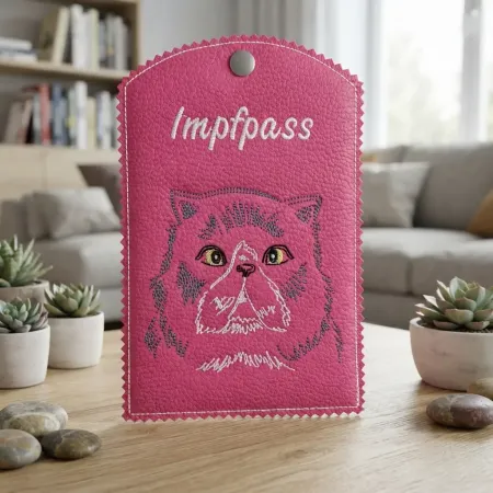 Impfausweishülle Katze Perser fertig bestickt