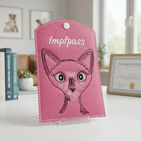 Impfausweishülle Katze  fertig bestickt