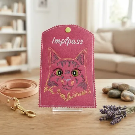 Impfausweishülle Katze  fertig bestickt