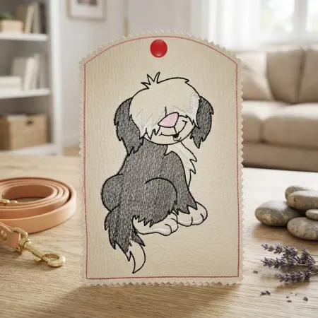 Beige Impfausweishülle für Hund fertig bestickt