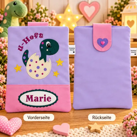 U-Heft Tasche mit eingesticktem Namen Marie aus Baumwolle