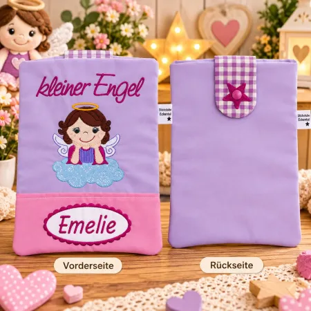 U-Heft Tasche mit eingesticktem Namen Emelie aus Baumwolle