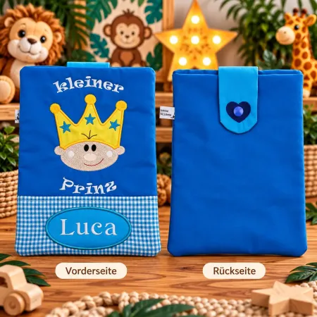 U-Heft Tasche mit eingesticktem Namen Luca aus Baumwolle