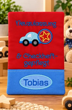U-Heft Tasche mit eingesticktem Namen Tobias aus Baumwolle