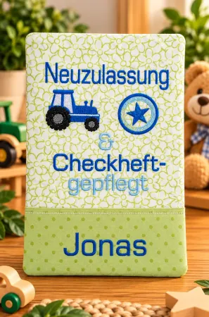 U-Heft Tasche mit besticktem Namen Jonas aus Baumwolle