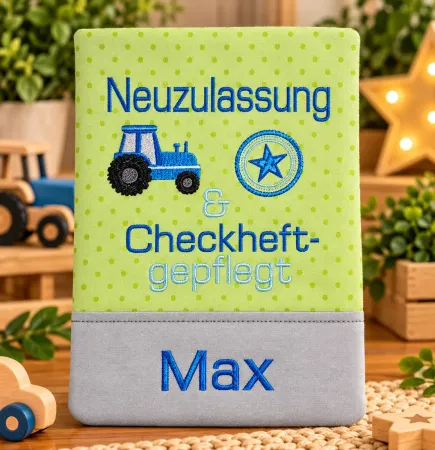 U-Heft Tasche mit eingesticktem Namen Max aus Baumwolle
