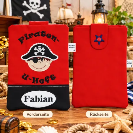 U-Heft Tasche Pirat mit eingesticktem Namen Fabian