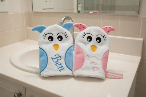 Waschhandschuh Eule