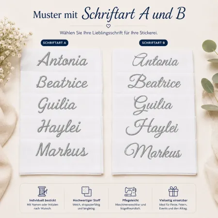 Muster mit Schriftart A links und B rechts