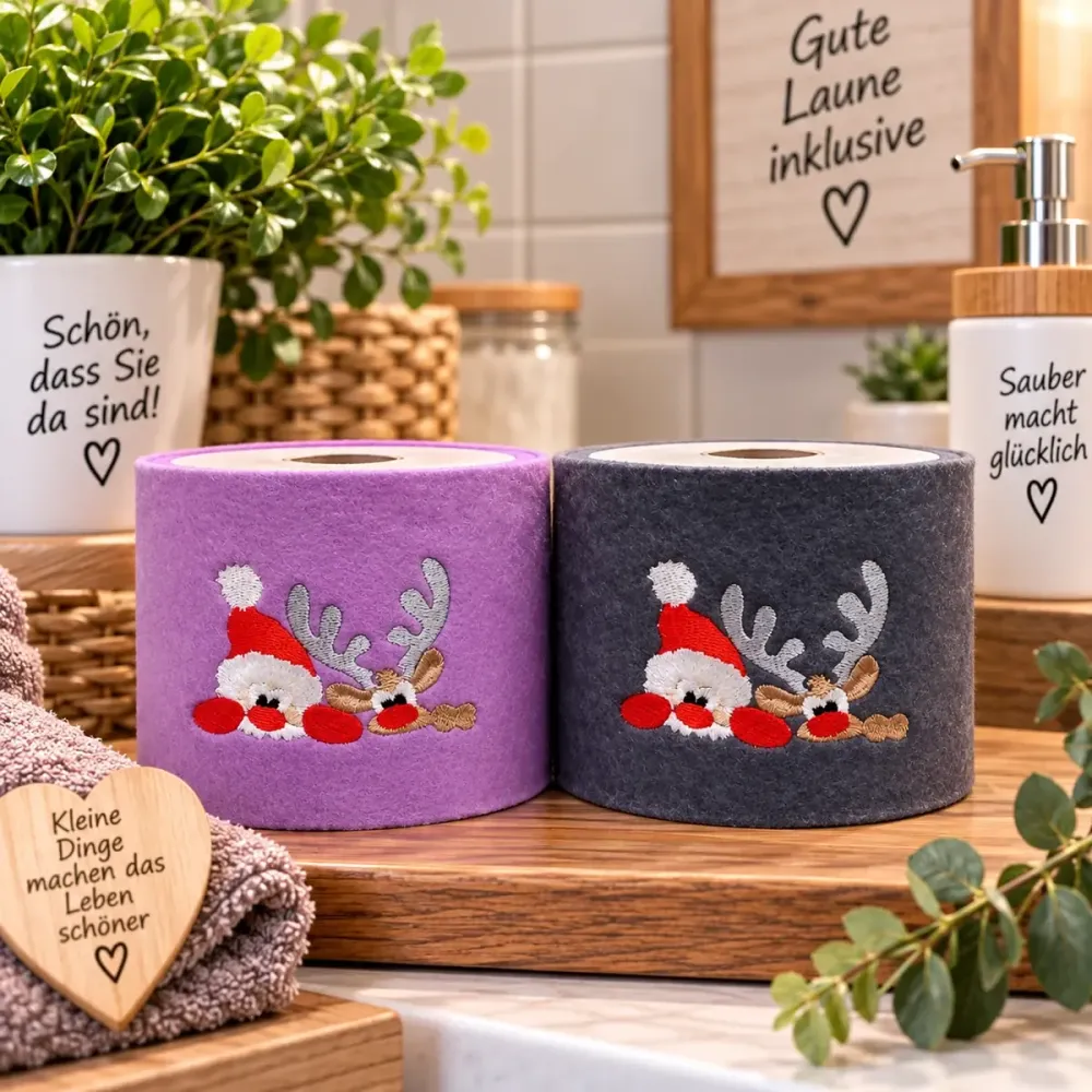 Klorollenhülle Weihnachten aus Filz bestickt