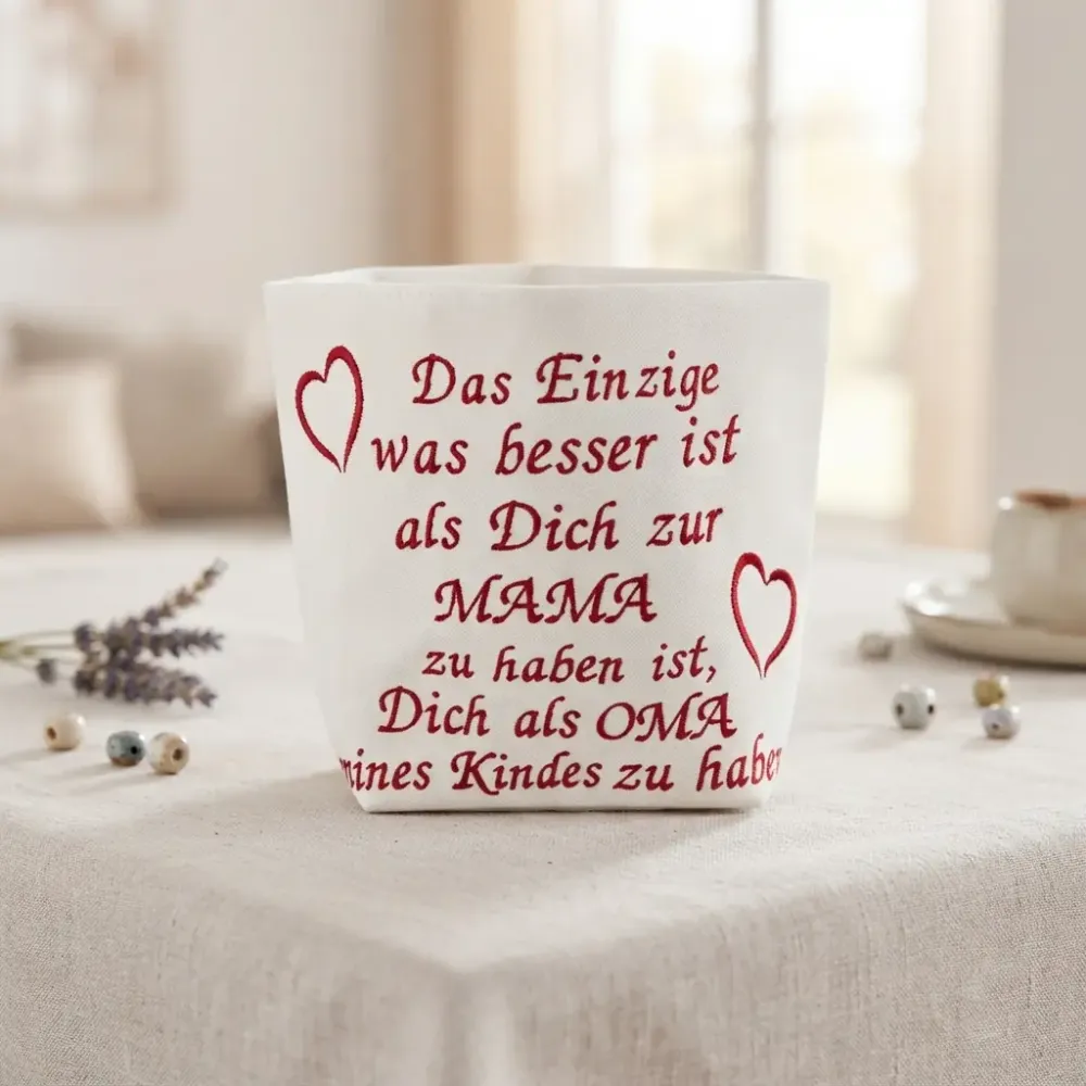 Bestickter Stoffkorb Vatertag und Geburtstag