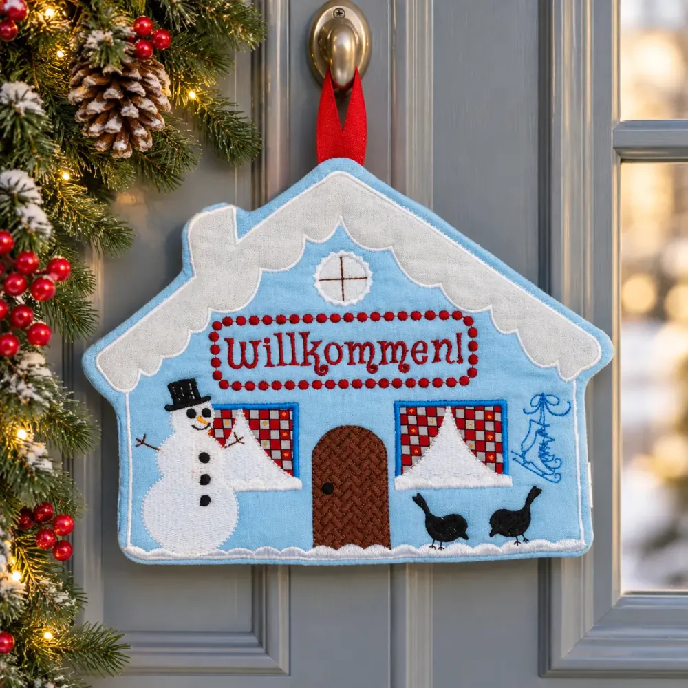 Haustürschild Weihnachten Willkommen Haus 24 x 17 cm