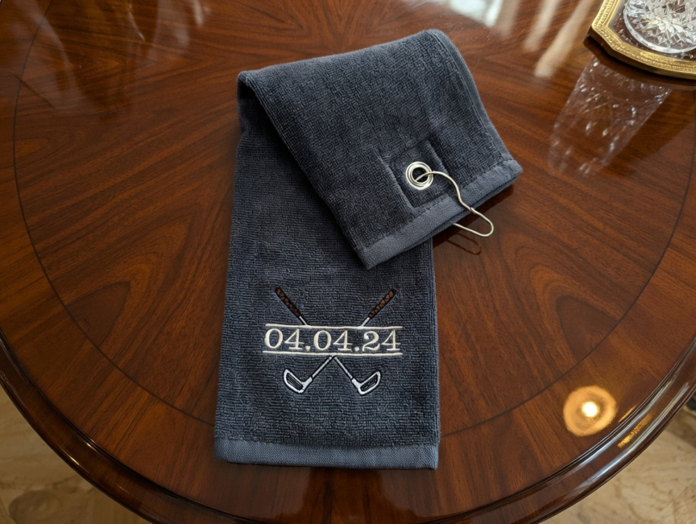 Golfhandtuch mit Namen bestickt