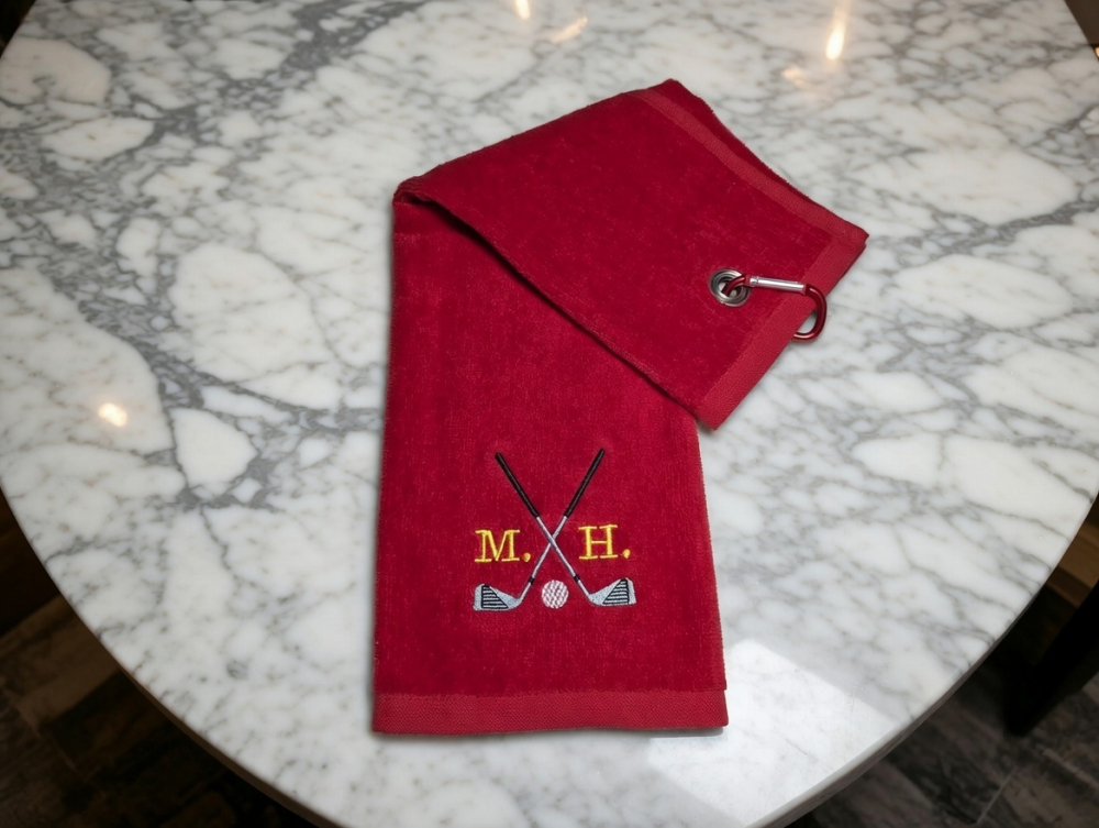 Golfhandtuch mit Namen bestickt