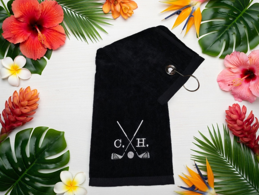 Golfhandtuch mit Namen bestickt