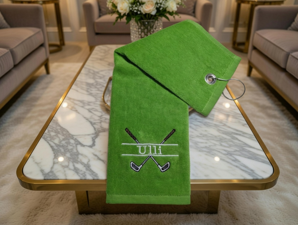 Personalisiertes Golfhandtuch mit Name bestickt