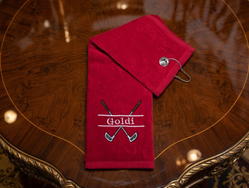 Personalisiertes Golfhandtuch mit Name bestickt