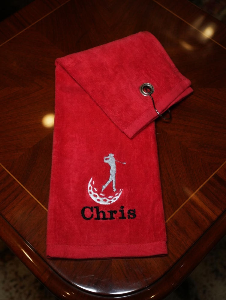 Golfhandtuch mit eigenem Namen besticken lassen