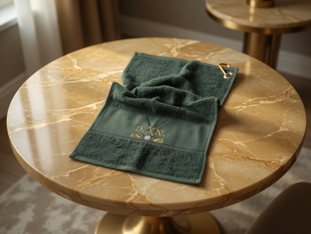 Personalisierte Dunkelgrün Golfhandtücher mit Initialen