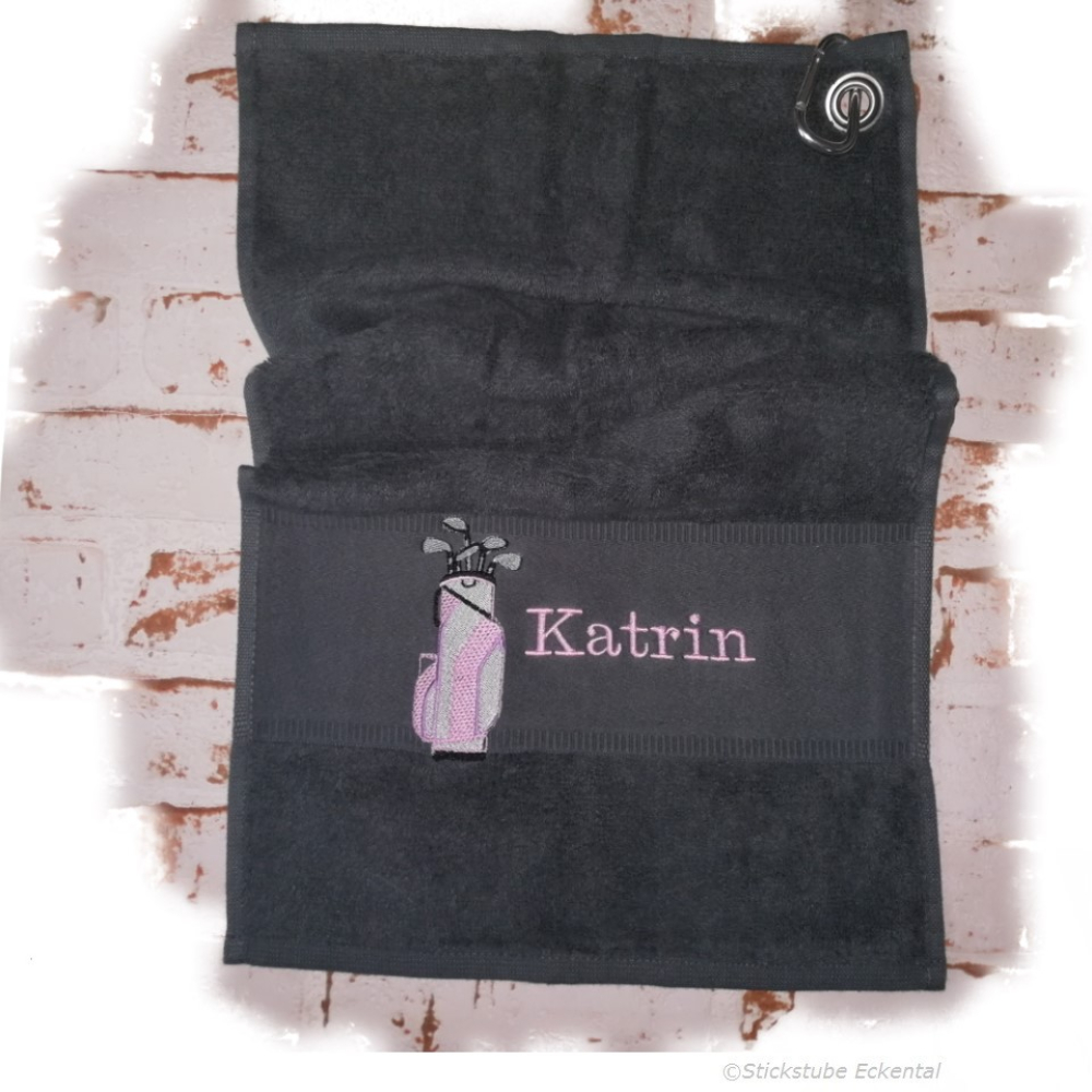 Golfschlägertuch mit Golftasche bestickt