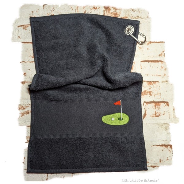 Golfhandtuch schwarz mit Initialen oder Name