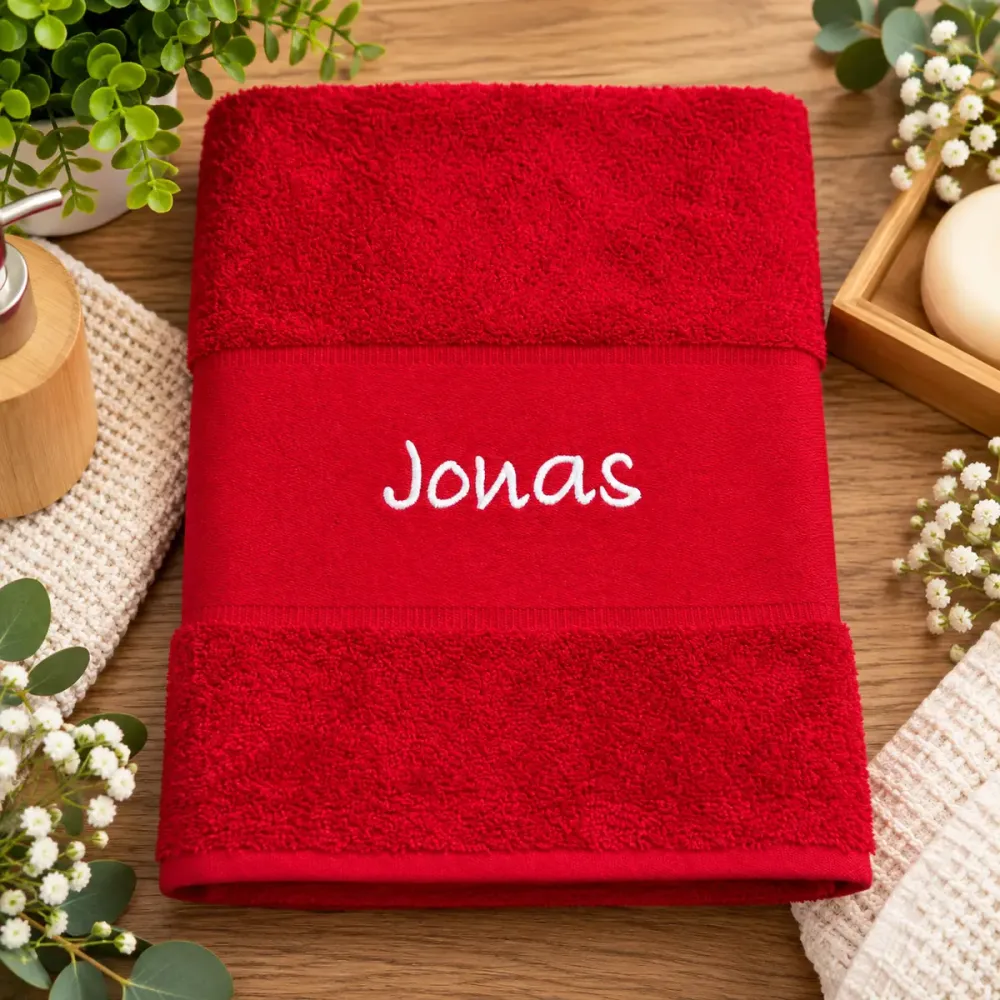 Badetuch mit Name Jonas weiß bestickt