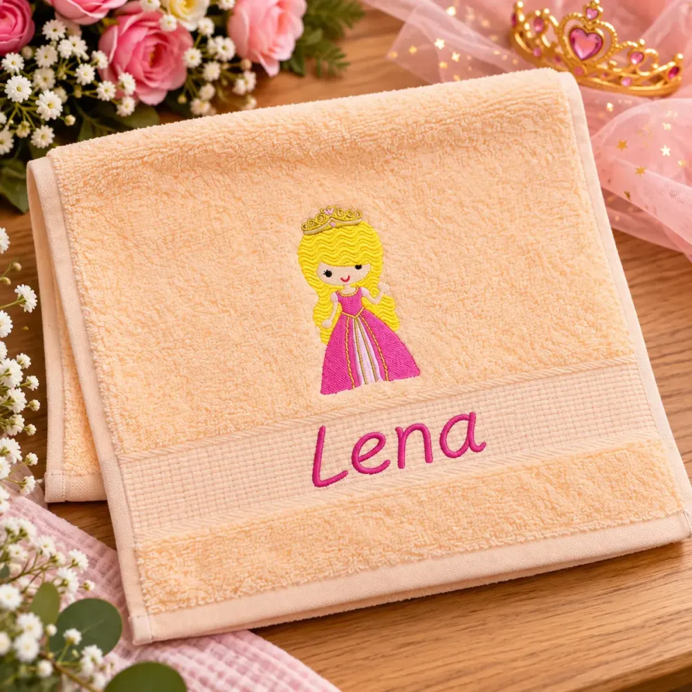 Handtuch Prinzessin 30 × 50 cm mit Wunschnamen bestickt