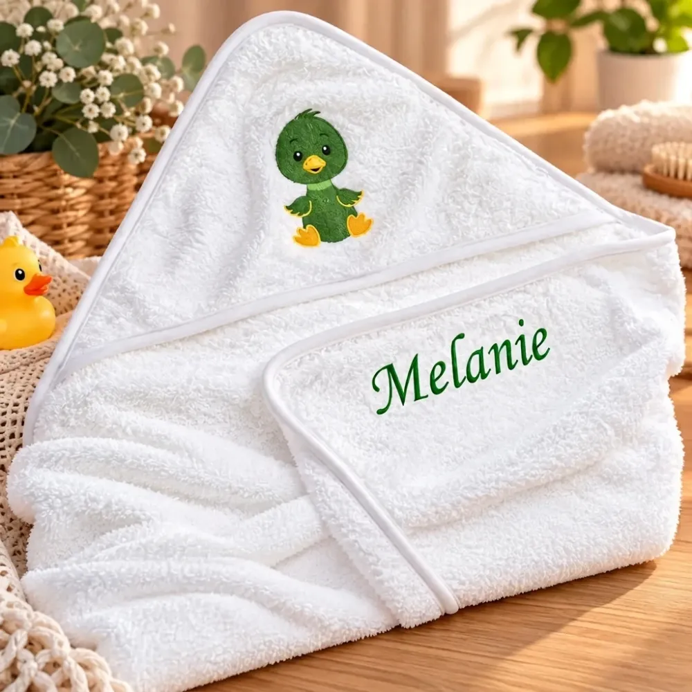 Ente Kapuzenhandtuch 70x70 cm mit Wunschname bestickt