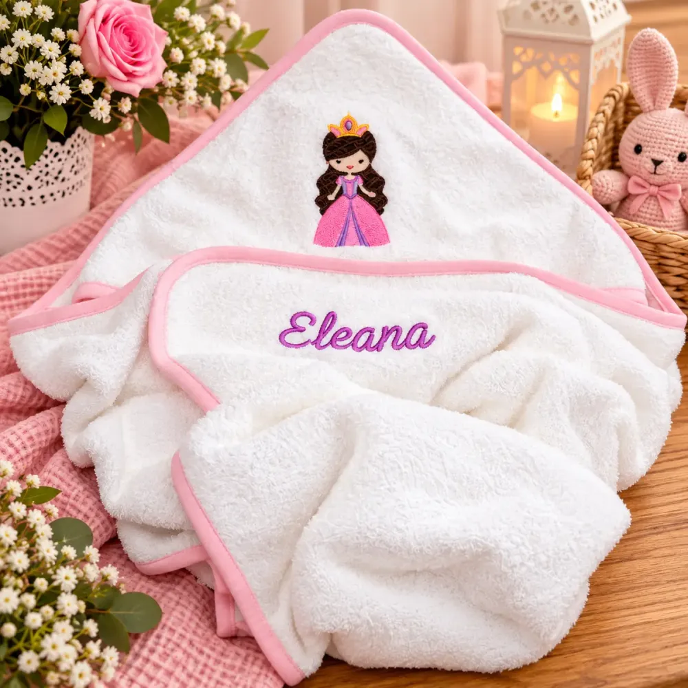 Prinzessin Kapuzenhandtuch 70x70 cm mit Wunschname bestickt