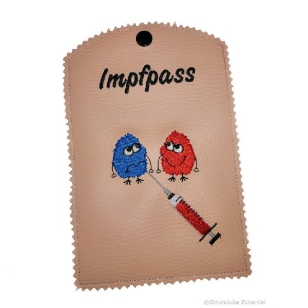 Impfpasshülle mit Druckknopf. Kunstleder sandfarbe