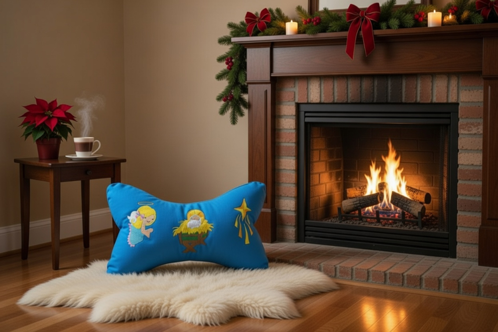 Kissen mit Krippe Figur