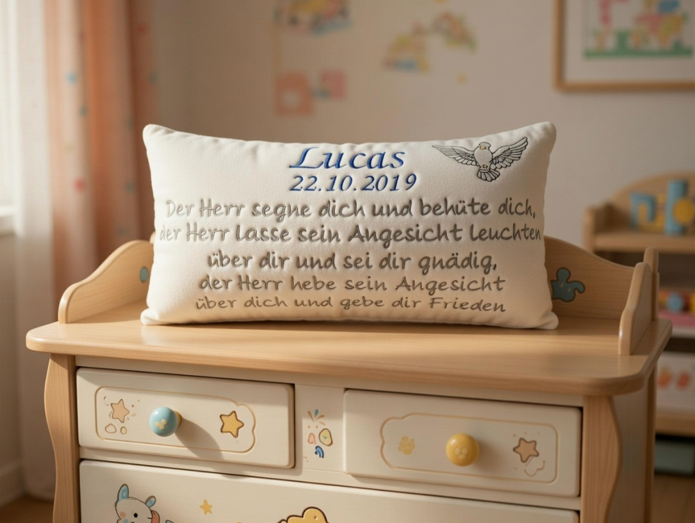Taufkissen mit Spruch