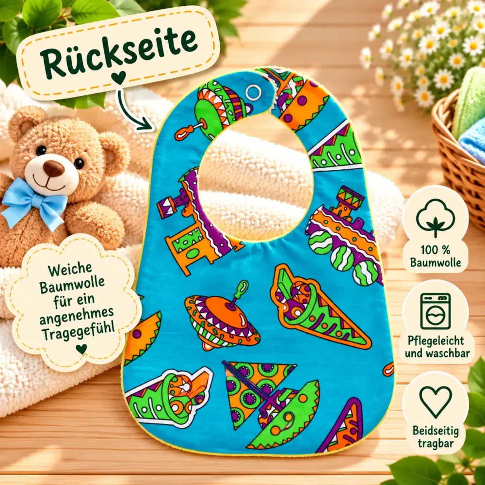 Kinder Lätzchen mit Bär Motiv aus Baumwolle