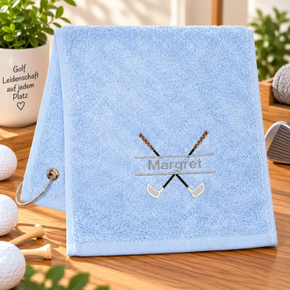 Golfschlägertuch Hellblau mit Namen