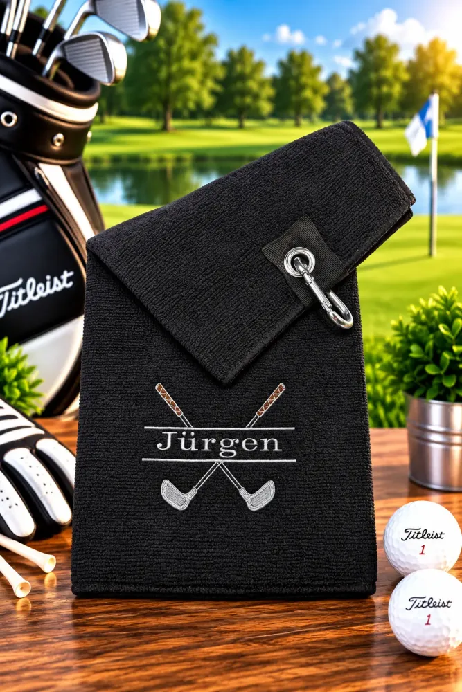 Handtuch Microfaser Schwarz Personalisierbar