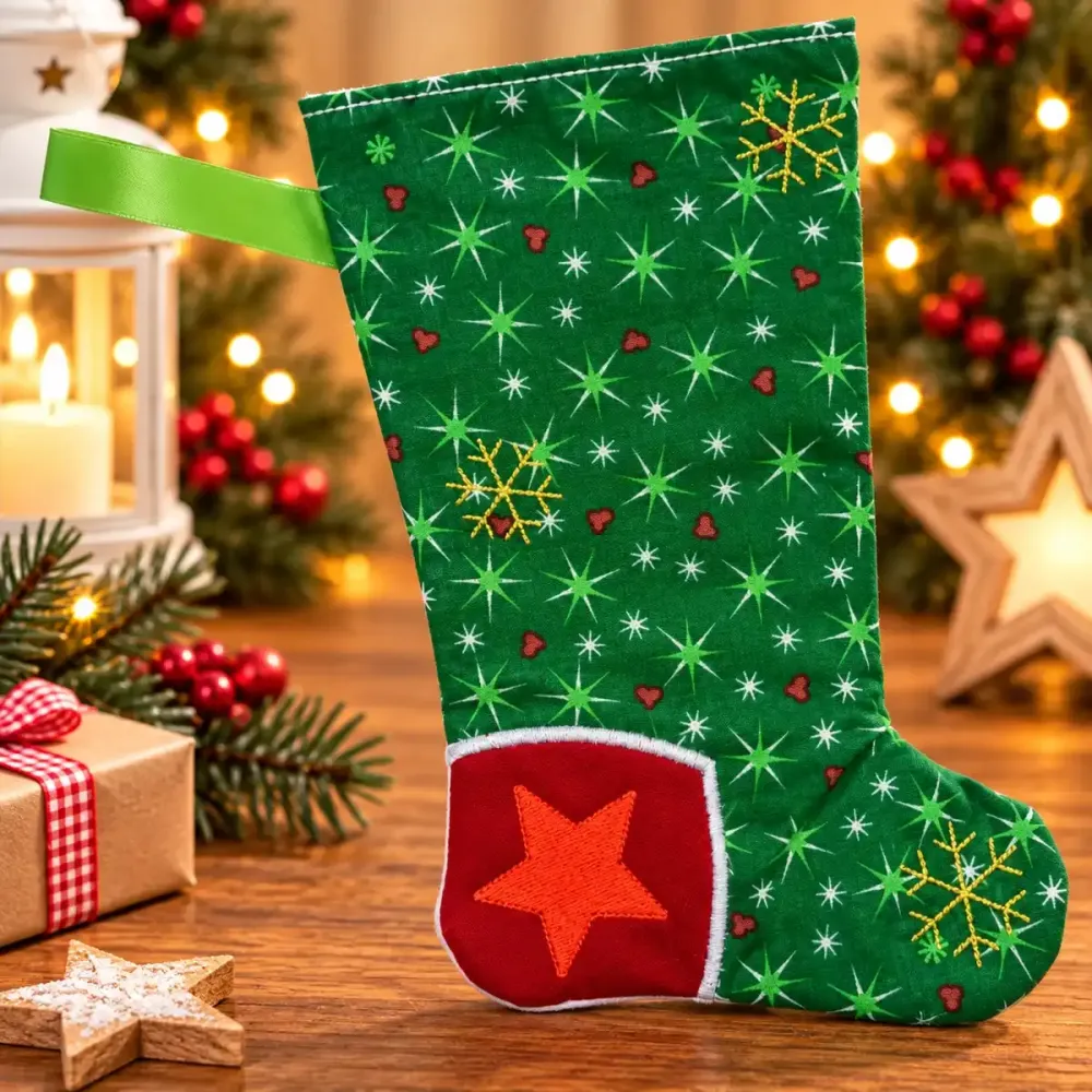 Nikolausstiefel Ferse Größe S bestickt Weihnachtsdeko