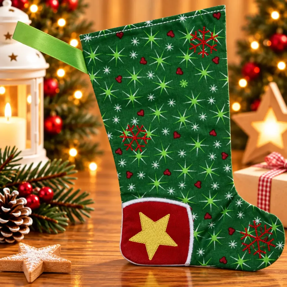 Nikolausstiefel Ferse Größe S bestickt Weihnachtsdeko