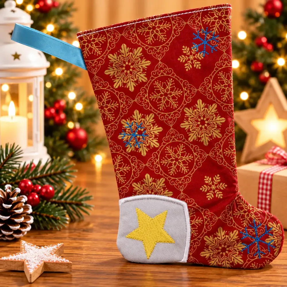 Nikolausstiefel Ferse Größe S bestickt Weihnachtsdeko