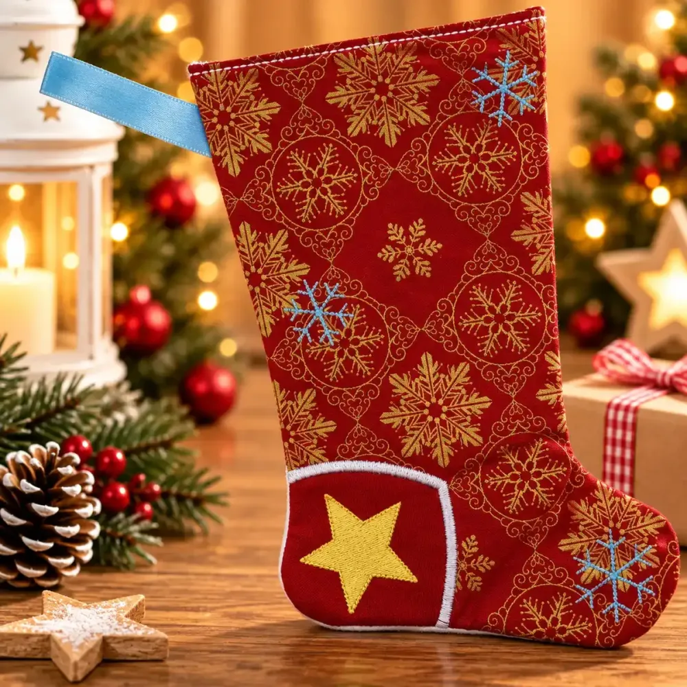 Nikolausstiefel Ferse Größe S bestickt Weihnachtsdeko