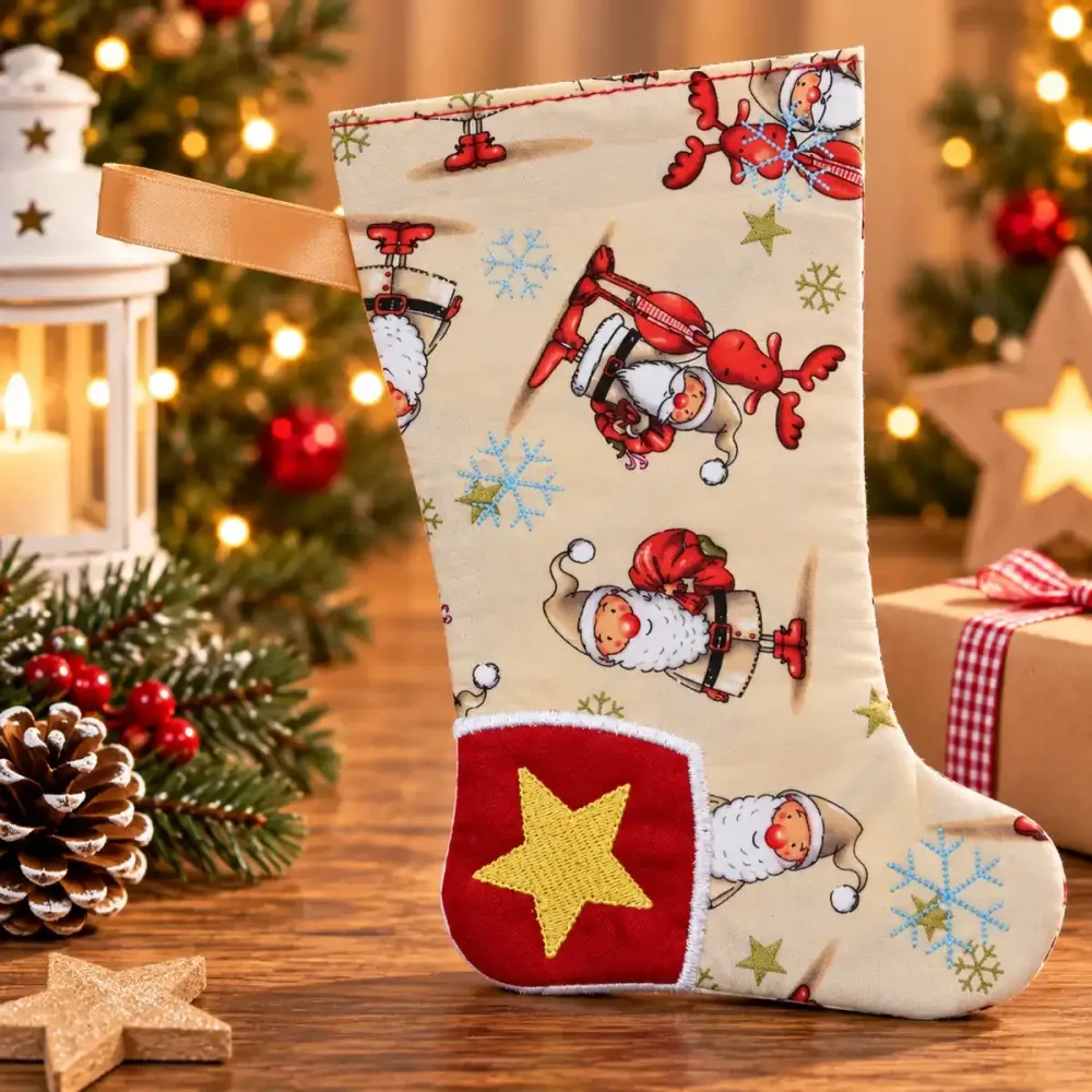 Nikolausstiefel Ferse Größe S bestickt Weihnachtsdeko