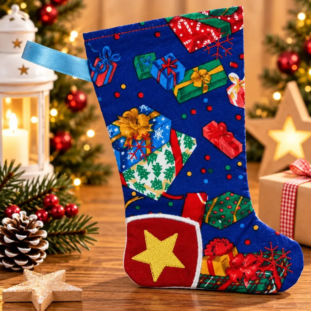 Nikolausstiefel Ferse Größe S bestickt Weihnachtsdeko