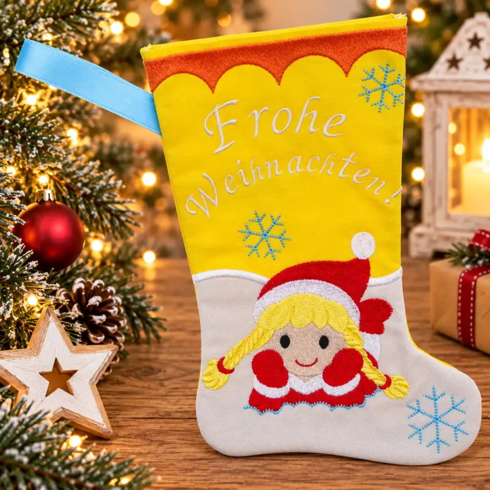 Nikolausstiefel Mädchen Frohe Weihnachten Größe S bestickt