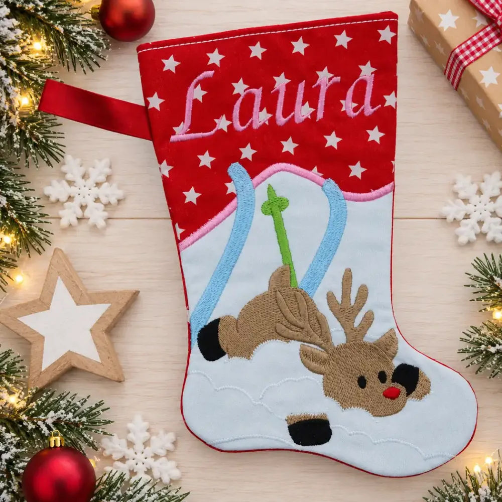 Nikolausstiefel Elch Größe S mit Name Laura